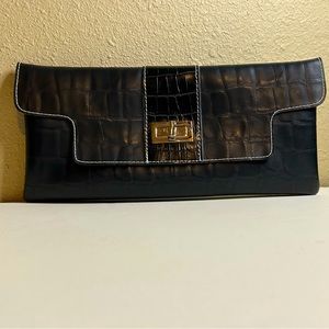 Sondra Roberts Black Jelly Clutch Wallet Style Purse Bag 90s - 11" Long
